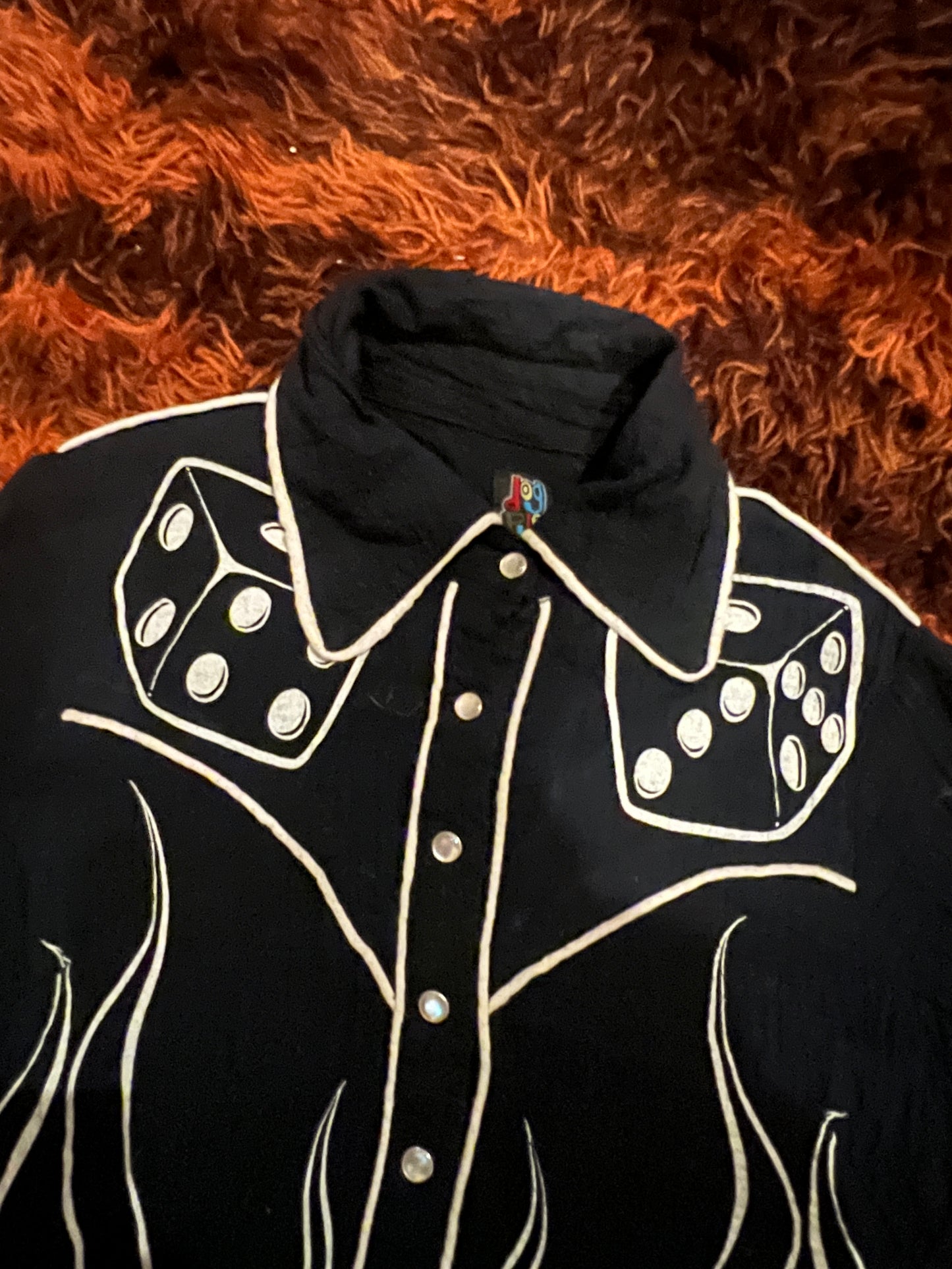 Flaming dice dog pile western top